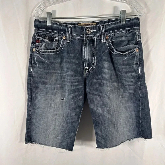 Big Star Cut Off Shorts Womens 32 Dark Wash Blue Distressed Pioneer - Picture 1 of 13